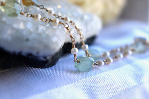 Aquamarine and Pearl Beaded Necklace
