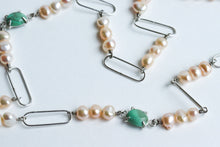 Load image into Gallery viewer, Variscite and Pearl Chain Necklace