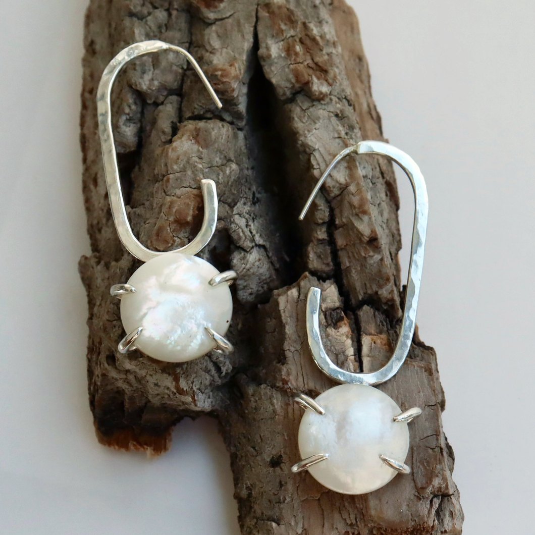 Mother of Pearl Jumbo Paper Clip Earrings
